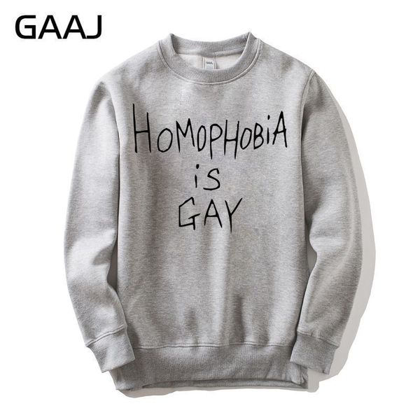 

gaaj "homophobia is gay" men women sweatshirt fashion brand clothing popular hoody fleece hoodies, Black