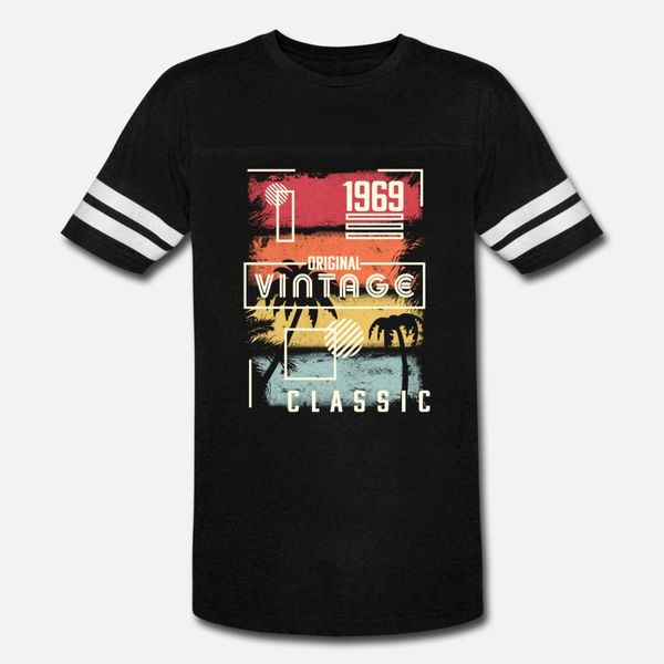 

1969 design. vintage birthday gift, retro, palm t shirt men personalized tee shirt o-neck family loose casual spring autumn vintage shirt, White;black