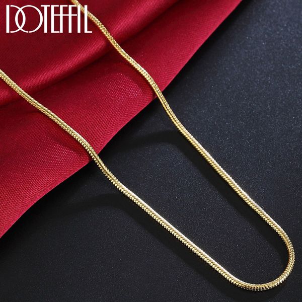 

doteffil 925 sterling silver 16/18/20/22/24/26/28/30 inch 2mm 18k gold snake necklace for women man fashion wedding jewelry