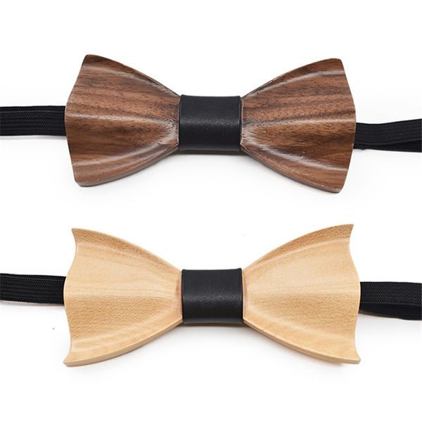 

dropshipping 3d new wood bow bie for men fashion luxury adjustable womens walnut maple wooden butterfly tie, Black;gray