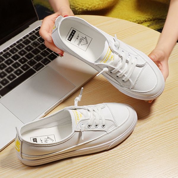 

small white shoes women's 2020 new style summer thin section slip-on lazy low-cut versatile casual flat white shoes fashion, Black