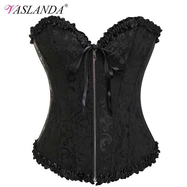 

bustiers & corsets vaslanda boned lace up steampunk corset women bustier burlesque gothic clothing overbust corselet slim strapless, Black;white
