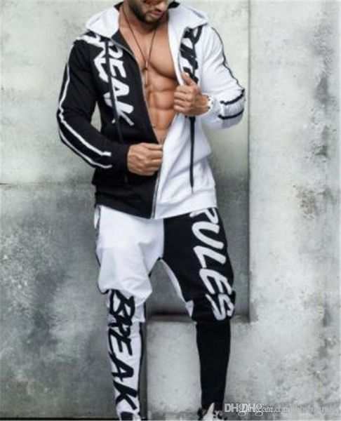 

rules long sleeve gym hooded mens 2pcs sets casual mens clothing letters printed mens designer tracksuits break, Gray