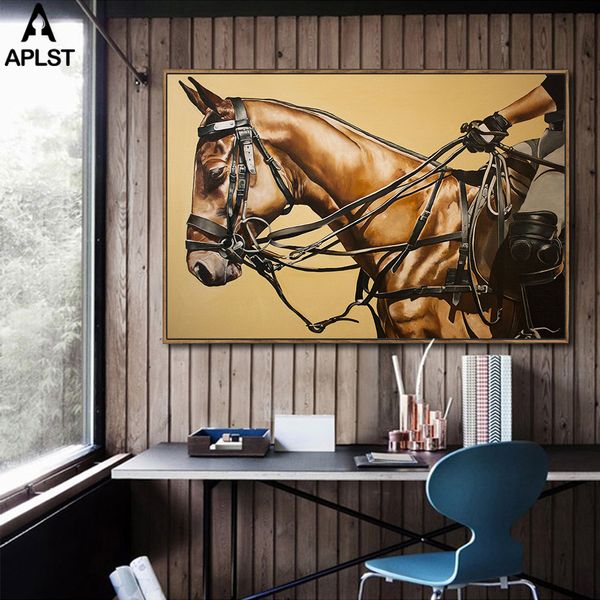 

large wall canvas art horse racing print living room office home decor sports poster picture riding horse printing jockey gift