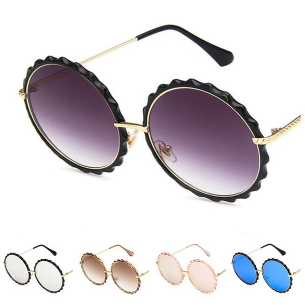 

fashion women round sunglasses wave frame sun glasses eyeglasses anti-uv spectacles color film eyewear adumbral 7 colors a, White;black