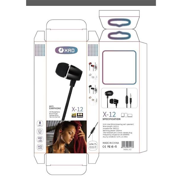 Cuffie auricolari In-Ear x12 di qualità OEM da 3,5 mm Con microfono auricolare con telecomando per Samsung Galaxy S10 Plus S9 S8 con scatola al dettaglio
