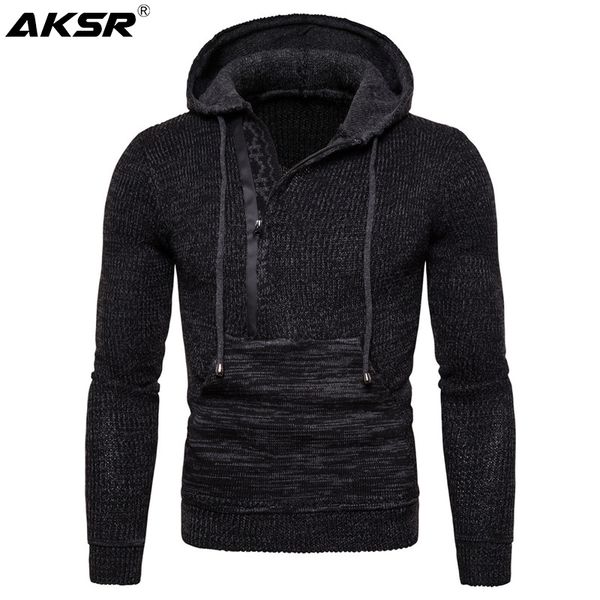 

men's hooded sweaters oversized zipper collar hooded pullovers men jumpers warm knitted sweaters 2020 new men clothing plus size, White;black