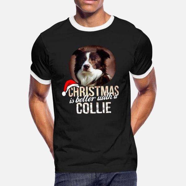 

collie christmas is better with a collie t shirt men designing 100% cotton s-3xl male gift fashion summer style pictures shirt