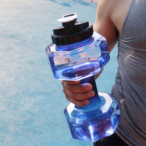 

dumbbells 1.5l/2.2l capacity gym sports water plastic outdoor fitness bicycle bike camping cycling bottle men equipment