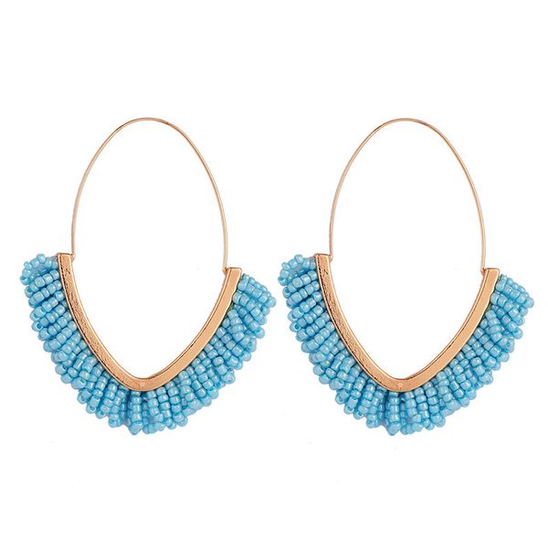 

creative bohemian geometric handmade rice beads earrings europe america japan and south korea cute multi-color acrylic ear pendant, Golden