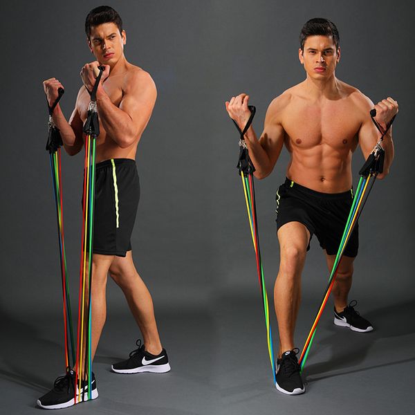 

11 pcs/set latex resistance bands crossfit training body exercise yoga tubes pull rope chest expander pilates fitness with bag
