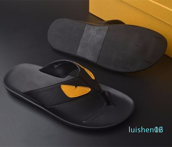 

2020 new summer latest flip flops male leather black slippers man sandals slipper at02 l16