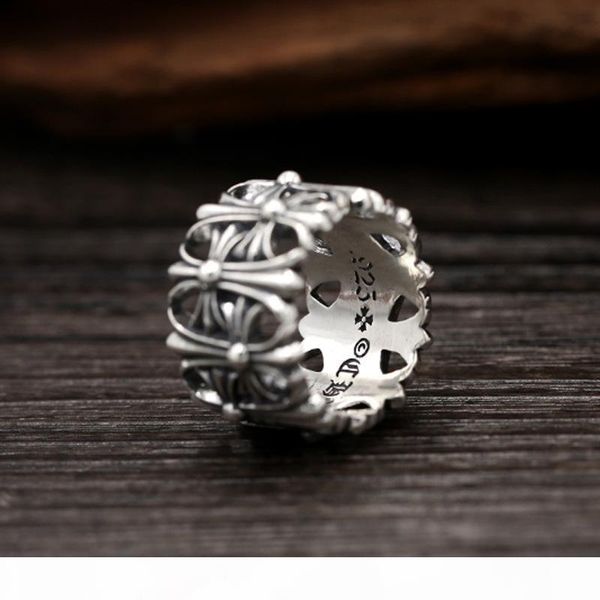

brand new 925 sterling silver jewelry american europe antique silver hand-made designer thick rings for men women crosses band rings gifts
