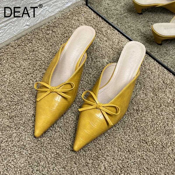 

deat] 2020 new spring summer pointed toe shallow print temperament thin heels slippers women shoes fashion tide 10i839, Black