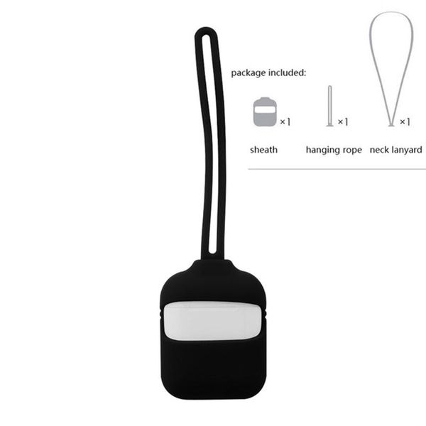 

for apple airpods shockproof anti lost silicone case cover with neck lanyard bluetooth earphones protective skin for air pods