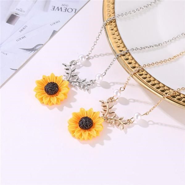

pendant sun wholesale simple fashion sunflower european jewelry jewelry american pearl flower necklace feminine item and otsweet dgyla, Silver