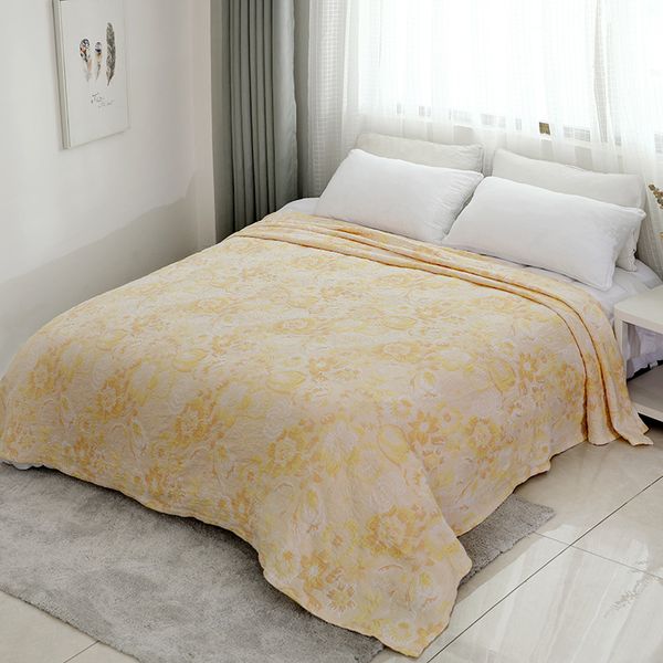 

blankets pure cotton gauze multi-functional embroidered bed sheet air condition blanket tv sofa comforter home bedding