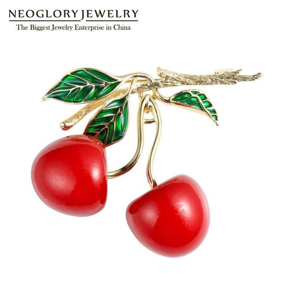 

neoglory vintage enamel red cherry brooches for women 2020 and elegant trendy jewelry for party gift mother, Gray