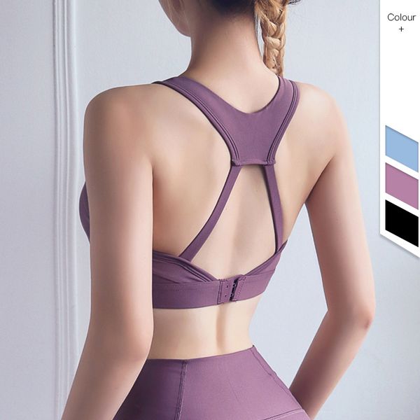 

new women breathable mesh shoulder strap padded athletic gym running seamless fitness yoga vest sport bra workout bra, White;black