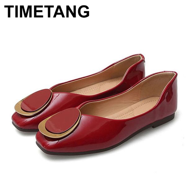 

timetang women's spring and autumn 2020 new fashion wild comfortable square toe shoes shallow mouth flat bottom soft bottom, Black