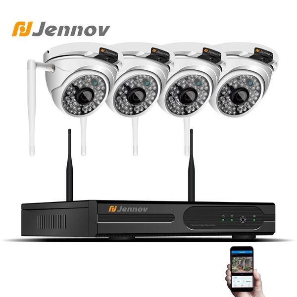 

jennov 4ch 1080p video surveillance outdoor ip camera 2mp wifi night vision security wireless ir cctv system nvr p2p 1080p
