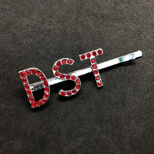 

hair clips & barrettes red rhinestone inlaid metal dst letter charm clip for greek society delta sorority jewelry pin, Golden;silver