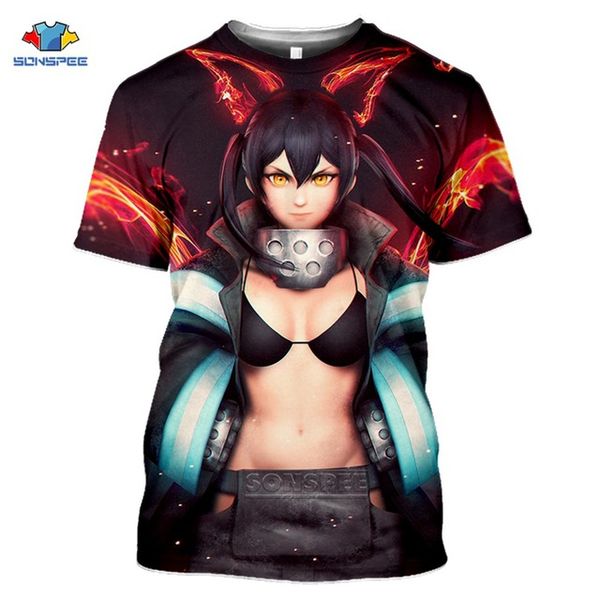 

japan anime fire force fire brigade of flames cute homme summer punk 3d print shirts funny graphic plus size men clothing