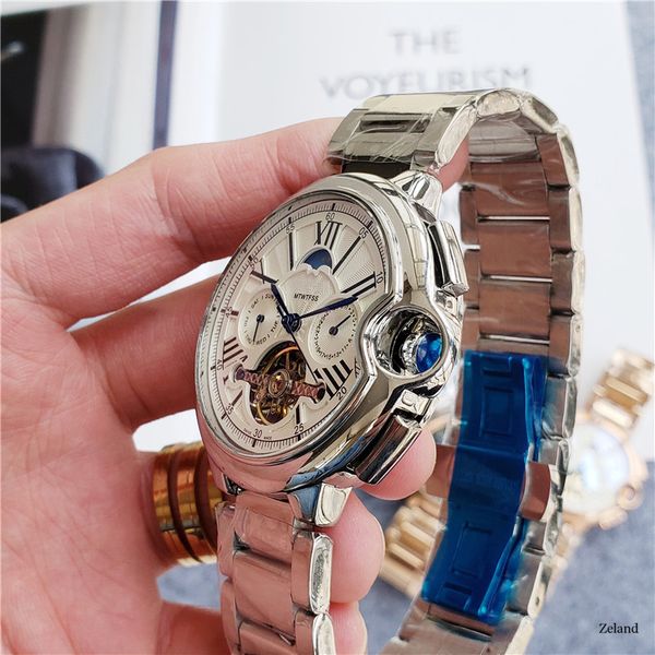 

2020 the newctr luxury automatic watches new brand same paragraph mechanical wrist watch stainless steel strap mens tourbillon designerh, Slivery;brown