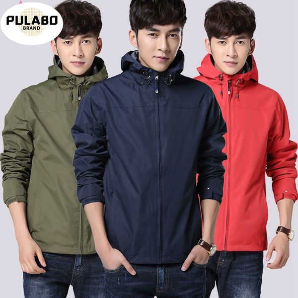 

pulabo men's glennaker lake rain hooded waterproof and breathable trench men mens spring autumn armygreen jackets and coats, Tan;black