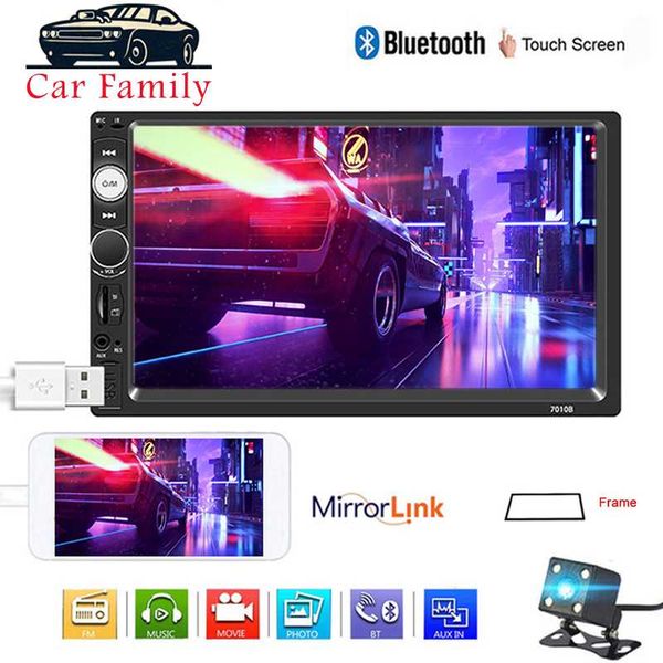 

car family 2 din car radio 7" hd player mp5 touch screen display bluetooth multimedia player usb autoradio backup monitor