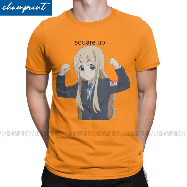 

men t-shirts mugi square up fun cotton tee shirt short sleeve k-on japan music anime t shirts o neck plus size