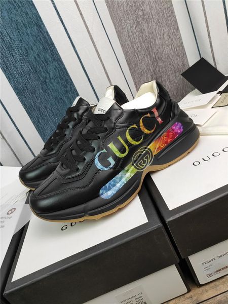 

r luxury leather casual sneakers, stylish rhyton sneakers, comfortable platform, size 35-45 (with original box),aa