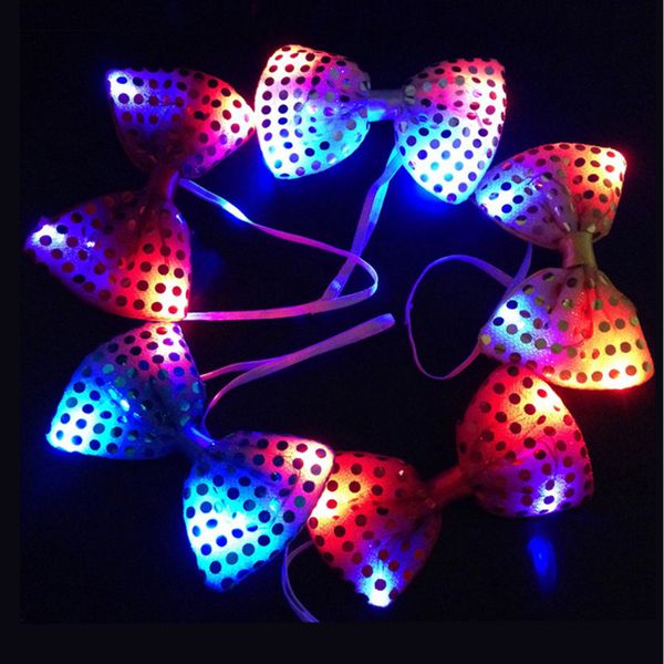 

flashing light up bow tie necktie led lighted sequin bowtie wedding glow bowknot halloween christmas party flashing light up bow tie