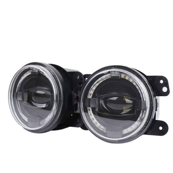 

2pcs 4 inch front bumper headlight 12v 6500k fog light lamp led angel eye spotlight for wrangler dodge pt cruiser refit fog ligh