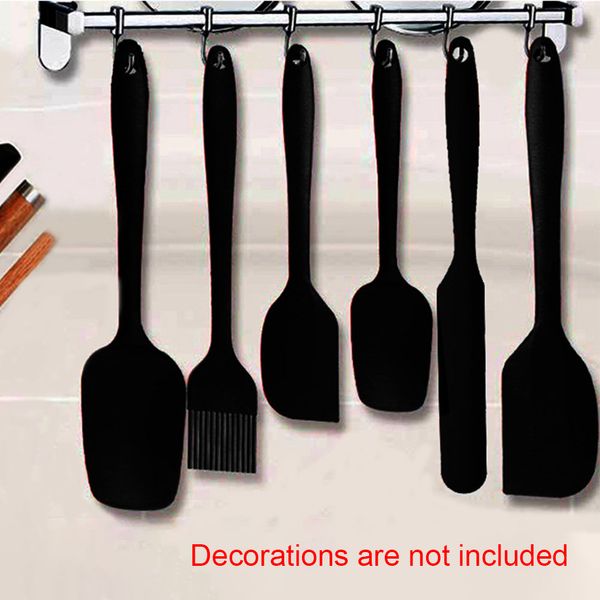 

6 pcs with brush silicone heat resistant baking tool mixing spatula set thick