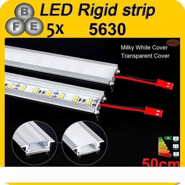 

wholesale-5pcs 50cm dc 12v 36 smd 5630 hard rigid led strip bar light with u aluminium shell +pc cover
