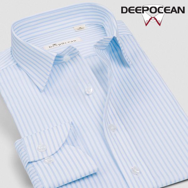 

deepocean men's long sleeve striped shirt pure cotton korean slim business casual, White;black