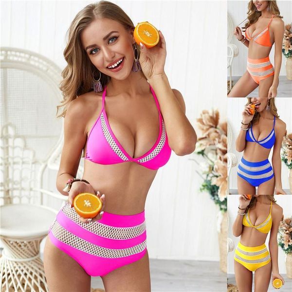 

sets womens designer bikinis ladies panelled grenadine bathing suits high waist womens swimsuits hollow out 2pcs, White;black