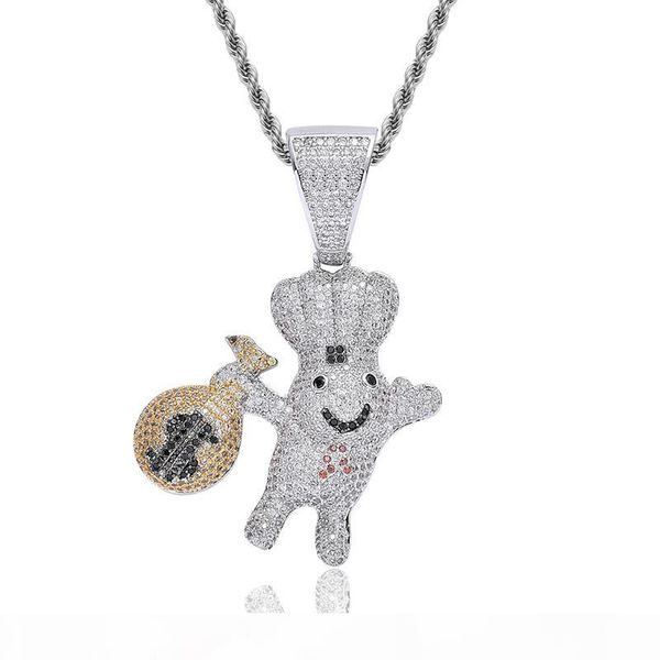 

серебро цвет мужская хип-хоп moneybag doll ожерелье инкрустированные цирконий шарма ожерелья подарка партии ювелирных изделий, Silver