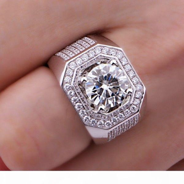 

size8 9 10 11 12 13 wholesale professional brand jewelry 10kt white gold filled z simulated diamond men wedding ring gift, Slivery;golden