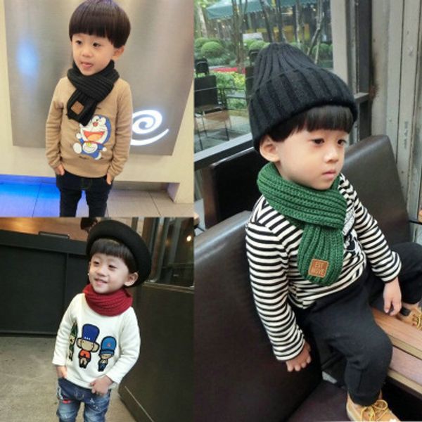 

new childrens warm scarves boys and girls solid color scarf kids autumn casual all-match scarves 13 colors scarf, Red;brown