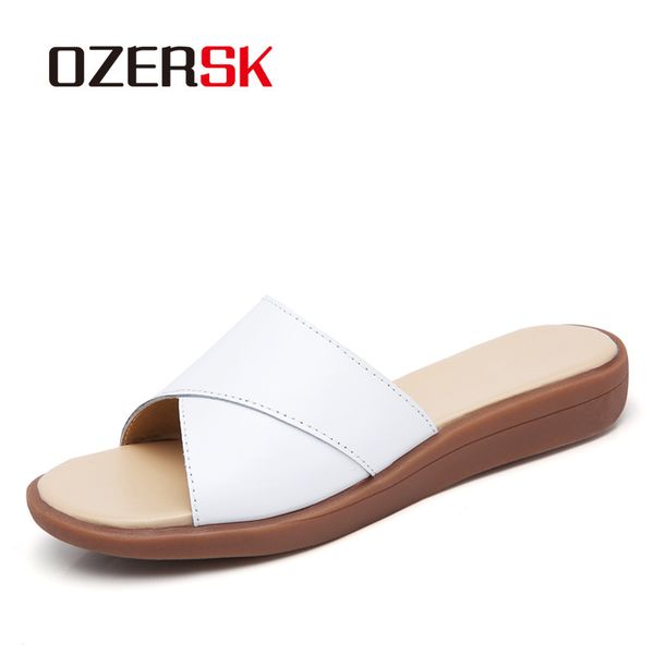 

ozersk summer woman home and outdoor slippers fashion casual shoes woman breathable flats female open toe slides size 35~41, Black