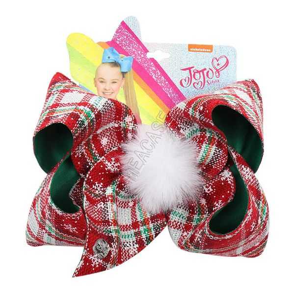 

клип рождество plaid лук шпилька дети волос jojo bowknot заколки для волос pompom fur ball бобби pin barrettes xmas партии аксессуары для во, Slivery;white