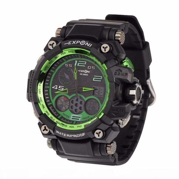 

luxury mens military sports watches men led digital wristwatches 50m waterproof rubber strap camping diving relogio masculino c19041001, Slivery;brown