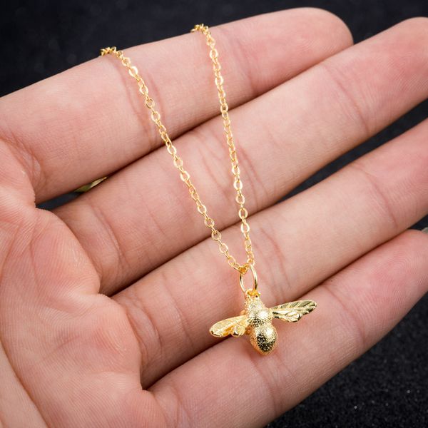 

accessories cute honey bee pendant necklace for women gold chain engraved animal statement jewelry birthday gifts boho, Silver