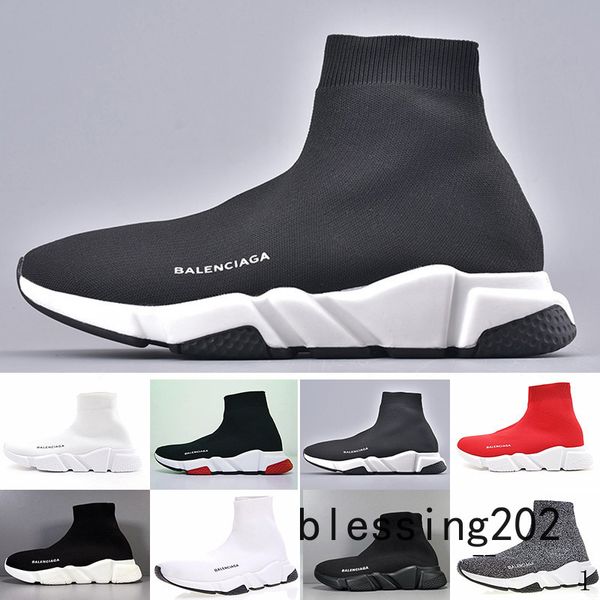 

2019 new paris speed trainers knit sock shoe original designer mens womens sneakers high casual shoes with box sbw2p