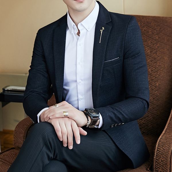 

spring and autumn mens blazers luxury korean casual wedding prom blazers men plus sizem-5xl fashion slim fit male blazer, White;black