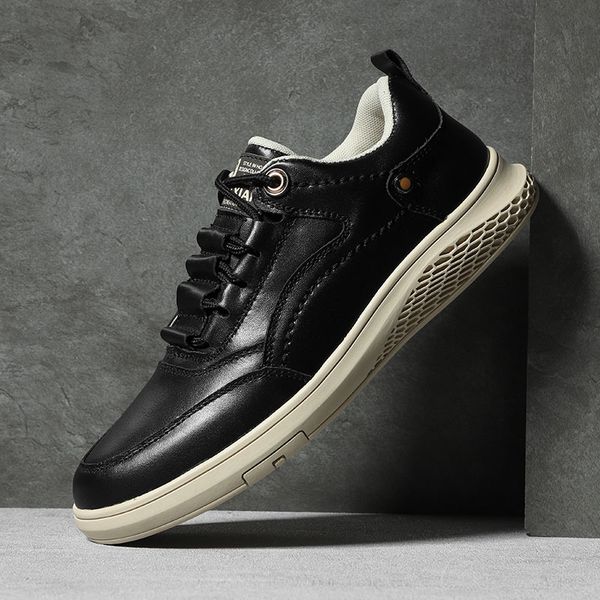 

vanmie casual men shoes genuine leather black men shoes pig skin man leisure leather