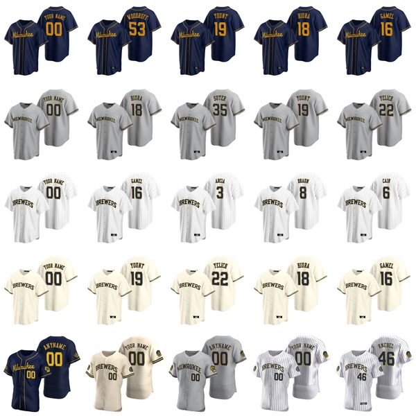 

52 jimmy nelson jersey womens keston hiura 53 brandon woodruff 58 alex claudio 71 josh hader 7 eric thames baseball jerseys custom stitched, Blue;black