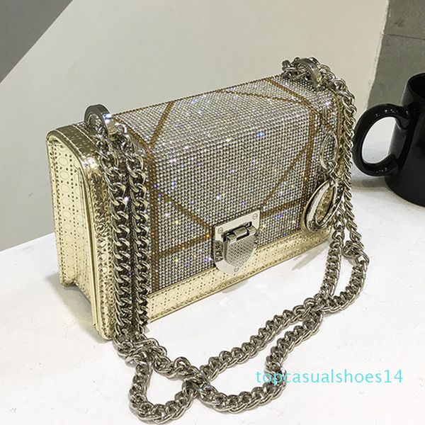

designer 2019 new diamond fashion leather shoulder messenger clutches bag casual chain luxury handbags women bags designer t14